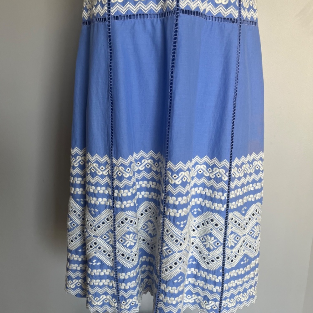 Tory Burch Blue 'Tiara' Embroidered Cotton A-Line Tank Sleeveless Casual Dress - Picture 5 of 15
